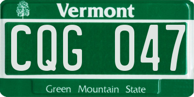 VT license plate CQG047