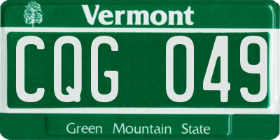 VT license plate CQG049