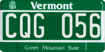 VT license plate CQG056