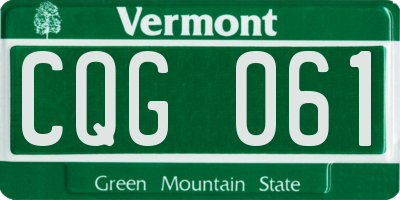 VT license plate CQG061