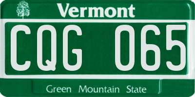 VT license plate CQG065