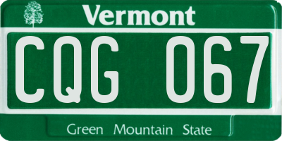 VT license plate CQG067