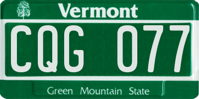 VT license plate CQG077