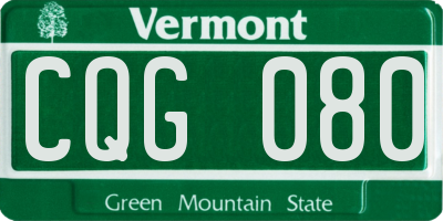 VT license plate CQG080