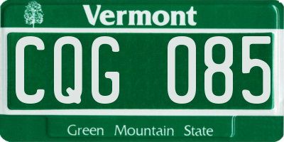 VT license plate CQG085