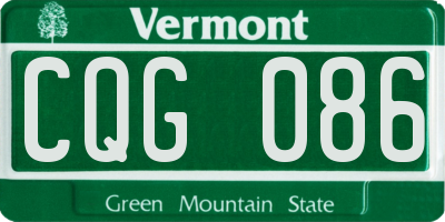 VT license plate CQG086