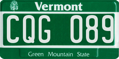 VT license plate CQG089