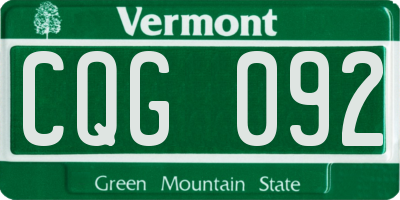 VT license plate CQG092