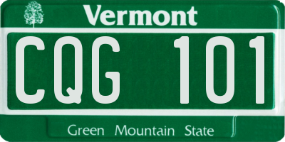 VT license plate CQG101