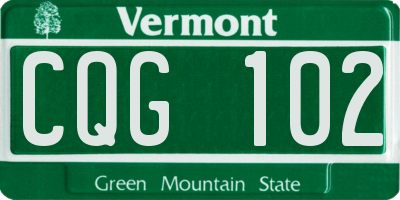VT license plate CQG102