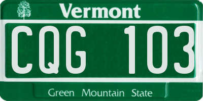 VT license plate CQG103
