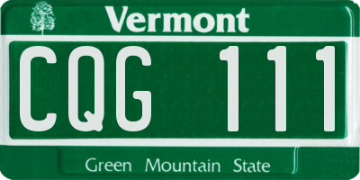 VT license plate CQG111