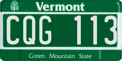 VT license plate CQG113