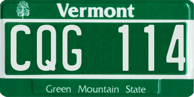 VT license plate CQG114