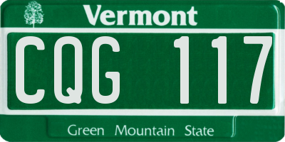 VT license plate CQG117
