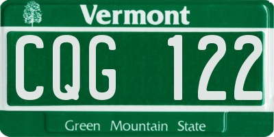 VT license plate CQG122