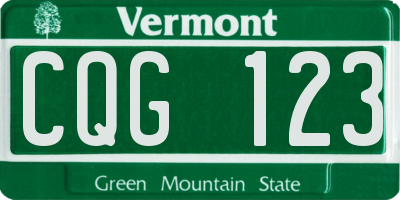 VT license plate CQG123