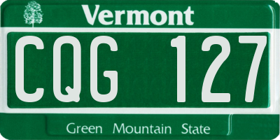 VT license plate CQG127