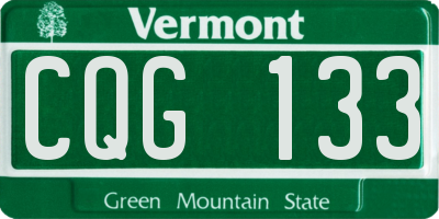 VT license plate CQG133