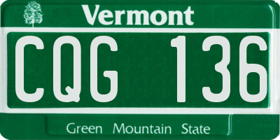 VT license plate CQG136