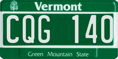 VT license plate CQG140