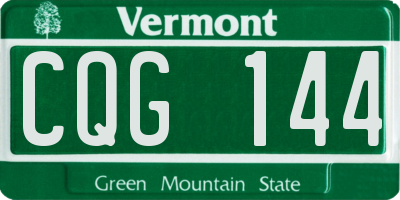 VT license plate CQG144