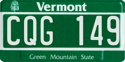 VT license plate CQG149