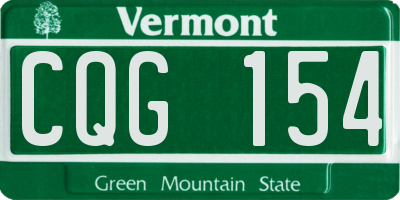 VT license plate CQG154
