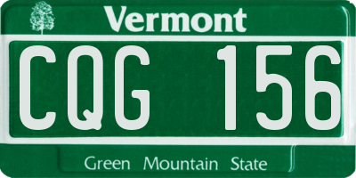 VT license plate CQG156