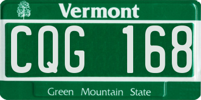 VT license plate CQG168