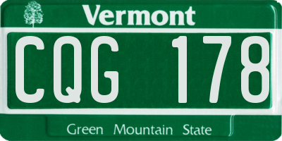VT license plate CQG178