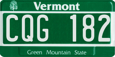 VT license plate CQG182
