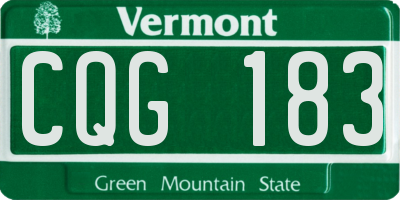 VT license plate CQG183