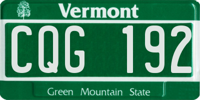 VT license plate CQG192