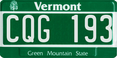 VT license plate CQG193