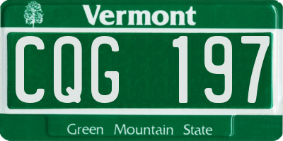 VT license plate CQG197
