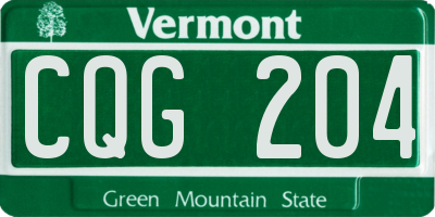VT license plate CQG204