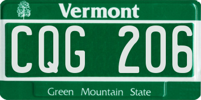 VT license plate CQG206