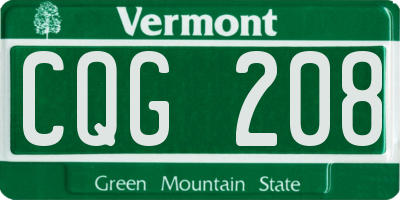VT license plate CQG208