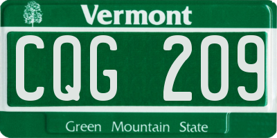 VT license plate CQG209
