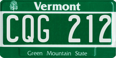 VT license plate CQG212