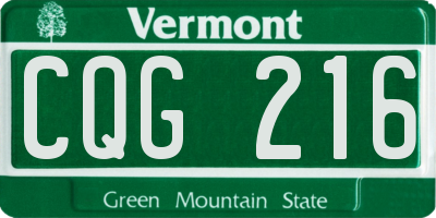 VT license plate CQG216