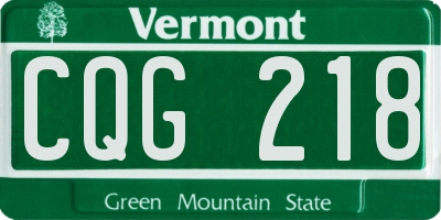 VT license plate CQG218