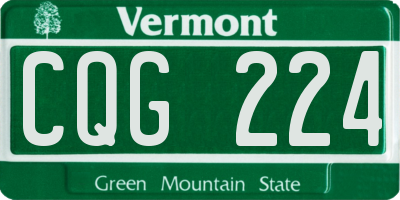 VT license plate CQG224