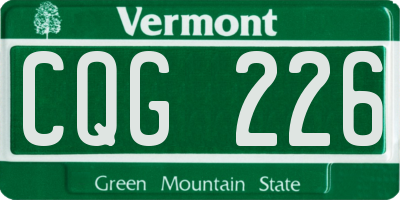 VT license plate CQG226