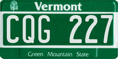 VT license plate CQG227