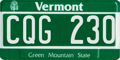 VT license plate CQG230