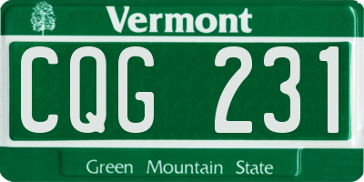 VT license plate CQG231