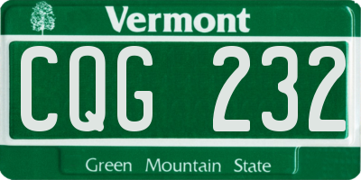 VT license plate CQG232