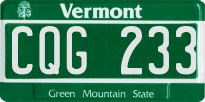 VT license plate CQG233